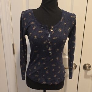 Lucky Brand Navy Floral Long Sleeve Top